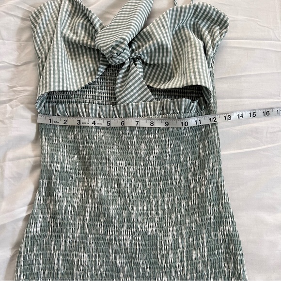 Mable Green Gingham Plaid smock Ruffle Dress Large - Picture 6 of 6